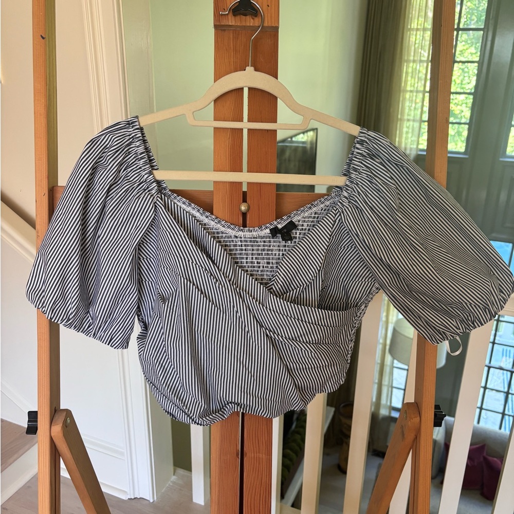 J. Crew Black and White Striped Blouse
